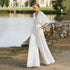 Customized White Jumpsuit Wedding Dresses V Neckline Beach Gowns