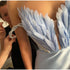 White Angel Feather Dress Luxury Design Women's Off Shoulder Elegant Long Dress for Parties and Weddings