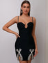 Women Summer Sexy V Neck Beaded Mini Bodycon Dress Evening Club Party Dress