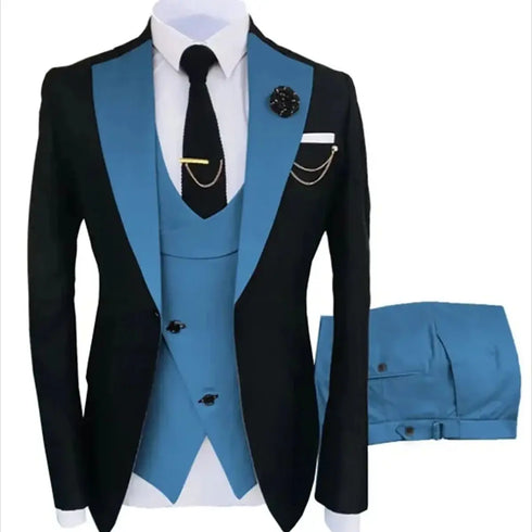 Slim Fit Men's Tuxedo Suit Set for Formal Weddings and Business Events