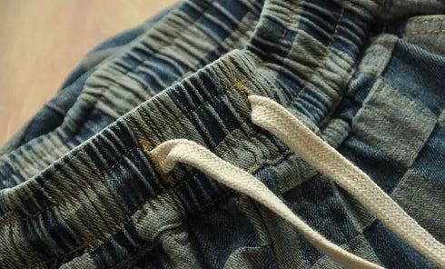 Graphic Plaid Shorts for Men Drawstring Designer Summer Cotton Stylish Thin