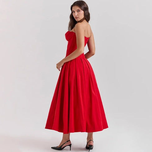 Suninheart Summer Strapless Fit and Flare Party Dress