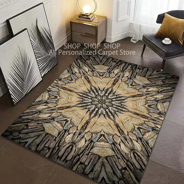 Stone Mosaic Art Printed Carpet for Living Room Bedroom Non-Slip Floor Mat Modern Home Decoration