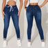 Autumn and Winter Women's Stretch Elastic Waist Jeans Fashion Skinny Ankle-Length Denim Pants