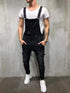 Fashionable Men's Ripped Denim Overalls - Trendy High Street Cargo Bib Jumpsuits for Hip Hop Style and Casual Outfits