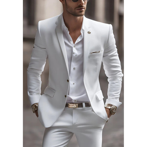 Elegant Tailored Suit Set for Men - Notch Lapel Single Breasted Tuxedo for Weddings and Smart Casual Occasions