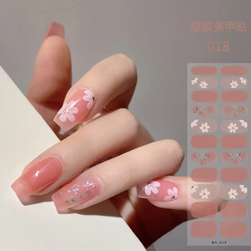 Waterproof Long Lasting Gel Nail Art Stickers for Stunning Full Cover Manicures - 9 Piece Set of Baking-Free Solid Color Decals