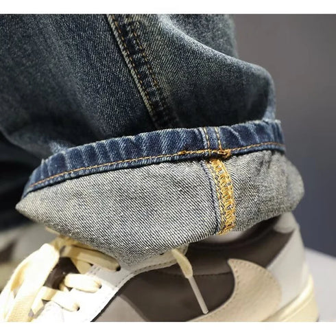 Ripped Jeans Baggy Straight Fit Denim Pants Mens Jeans Streetwear Hip Hop