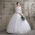Summer Korean Light Wedding Dress Off White Bride Long Sleeve Lace Appliques