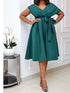Dress Women Mid Length Dresses A Line Slim Fit V Neck Summer
