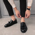 Luxury Black Low Heeled Tassels Loafers for Men Business Dress Shoes