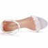 Elegant Pearl Lace Bridal Sandals with 7CM Thick Heels for Women