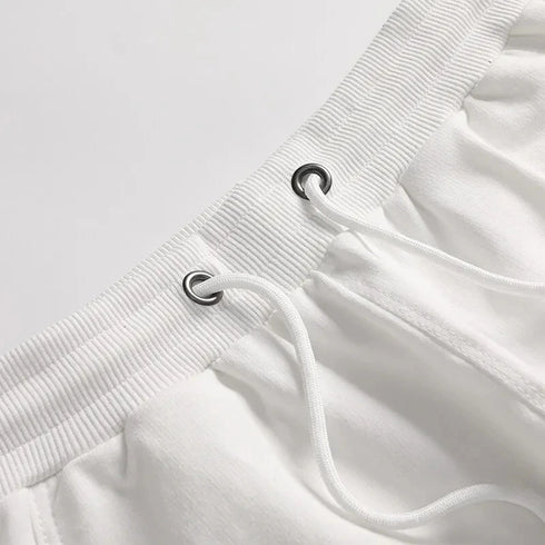Summer Fashion Cotton Men Casual Shorts Drawstring Waist Comfortable Knee Length