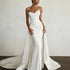 Chic White Satin Mermaid Wedding Dresses with Long Train