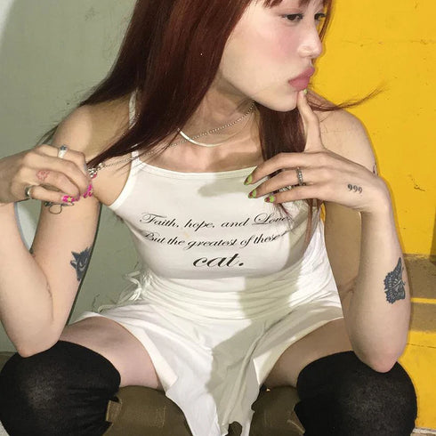 Y2K Punk Harajuku Sleeveless Tank Tops for Women Summer Graphic Streetwear Tee