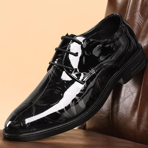 Luxury Floral Pattern Leather Oxford Dress Shoes for Men - Stylish Formal Footwear for Office, Weddings, and Career Events