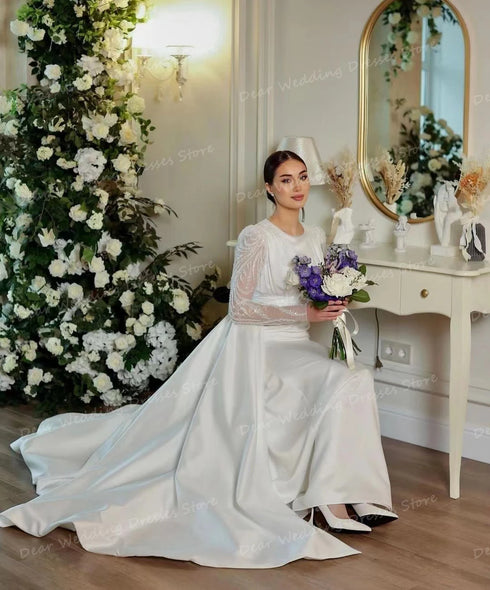 Luxury Satin Wedding Dresses Mermaid Sexy Glitter Gowns