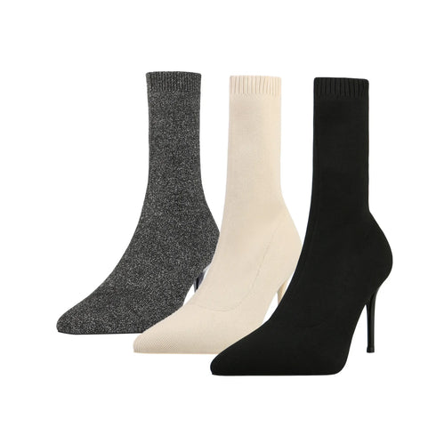 Sexy Sock Boots Knitting Stretch High Heels for Women Fashion Shoes Ankle Boots