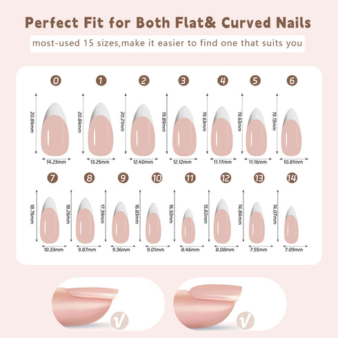 150Pcs Coffin Almond French False Nails Set - Reusable Acrylic Press On Nail Tips for Effortless Style and Glamour