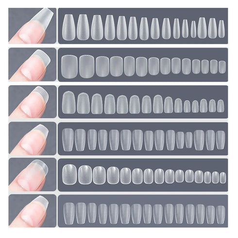 120pcs Transparent Press-On Nails with T-Shaped Water Drop Design - Short Acrylic Full Nail Tips for Autumn and Spooky Season Nail Art
