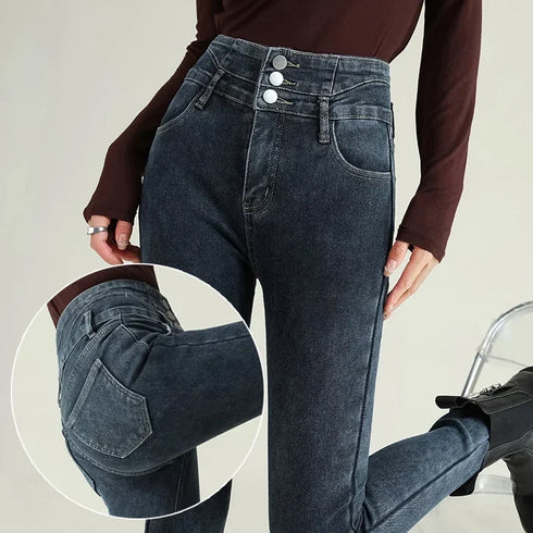 Women's High Waist Stretch Jeans - Fashionable Slim Denim Pants