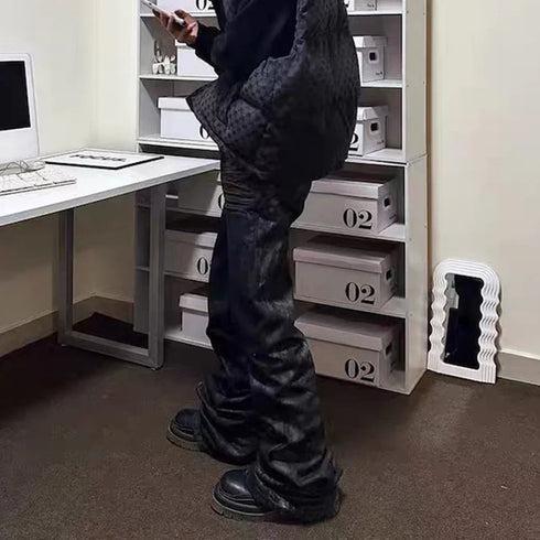 High Street Baggy Flare Jeans for Men Y2k Denim Trousers