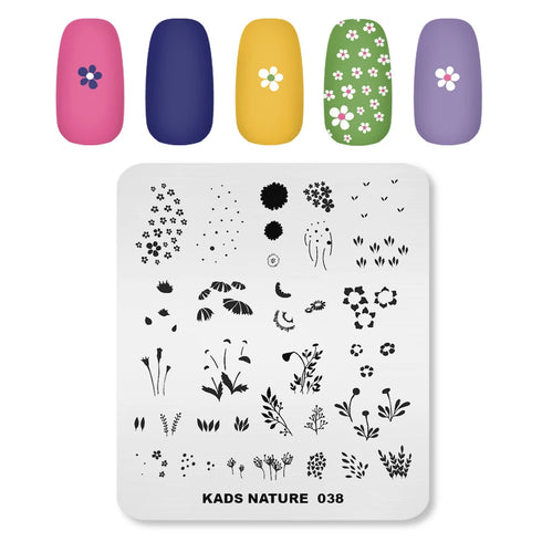 Nature-Inspired Nail Art Stamping Plate - Stainless Steel DIY Manicure Tool with Leaf and Umbrella Patterns for Stunning Nail Designs