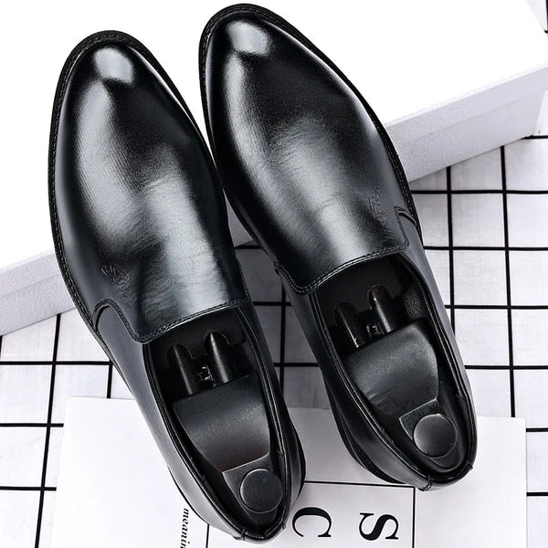Elevator Dress Shoes for Men - Luxury Leather Formal Footwear for Weddings, Office, and Casual Social Events - Classic Designer Style with Slip-On Convenience