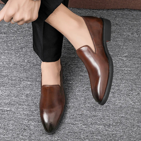 Business Formal Slip-On Leather Shoes for Men Dress Fashion Oxford Moccasins
