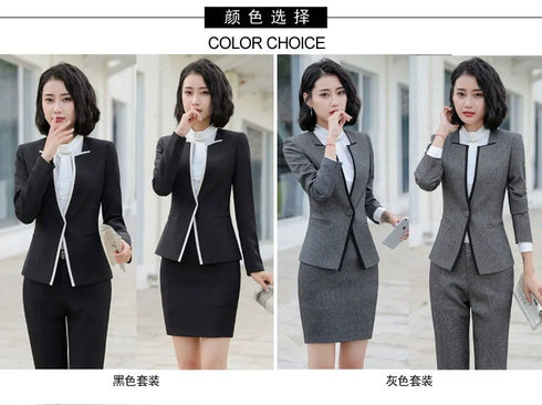 Elegant Long Sleeve One Button Business Suit for Women - Stylish Office Lady Attire for Formal Events and Professional Settings