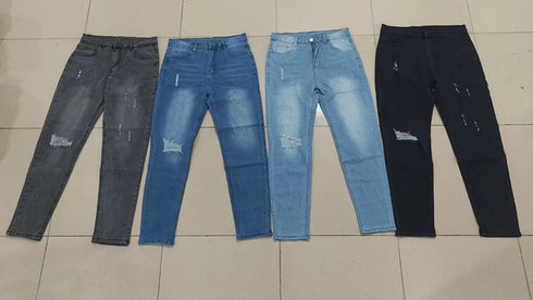 Distressed Skinny Jeans For Men Slim Fit Denim Biker Holes Mens Jeans