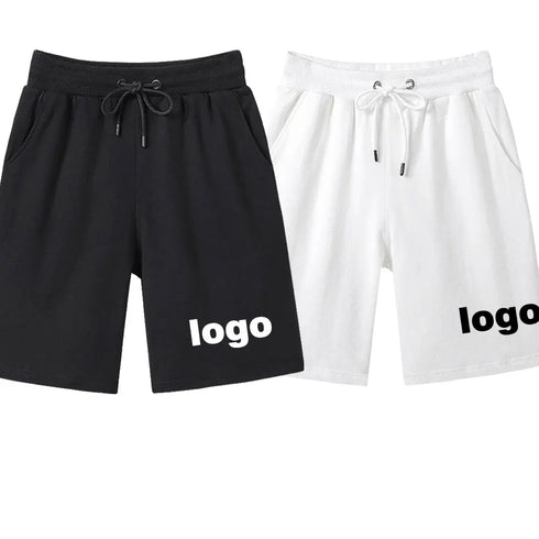 Summer Fashion Cotton Men Casual Shorts Drawstring Waist Comfortable Knee Length