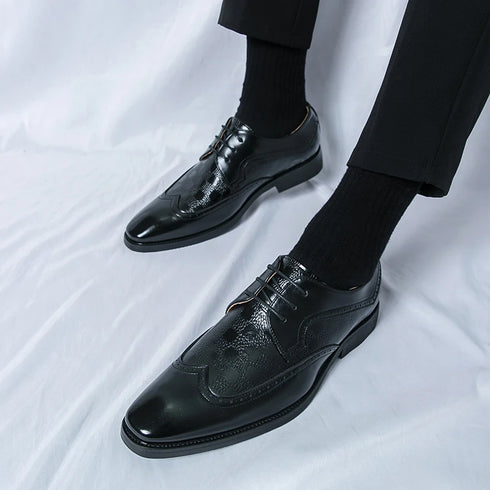 Stylish Brogue Lace-Up Business Formal Shoes for Men – Perfect for Office, Banquet, and Outdoor Parties in Sizes 38-48