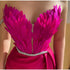 White Angel Feather Dress Luxury Design Women's Off Shoulder Elegant Long Dress for Parties and Weddings