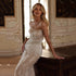 Formal Strapless Mermaid Wedding Dress with Sequins Pearls Boho Bridal Gown