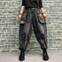Harem Style Printed Jeans For Women Elastic Waist Denim Pants Casual Loose Relaxed Fit