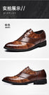 Luxury Handmade Crocodile Skin Derby Shoes for Men - Pointed Toe Lace-up Formal Business Footwear for Office & Career