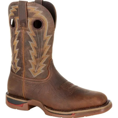 Embroidered Low Heel Square Toe Men's Short Boots for Autumn and Winter