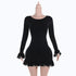 Knitted Ruffle Mini Dress for Women Elegant Bodycon Knit Sweater Dress for Autumn Winter