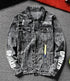 Men's Slim Fit Ripped Denim Jacket with Print for Hip Hop Style - Trendy Outerwear for Dance and Casual Wear