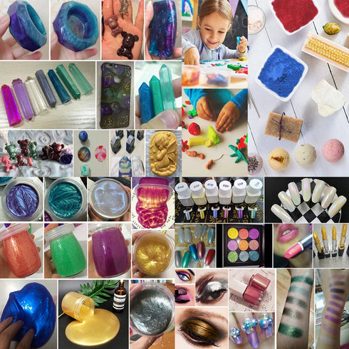 Vibrant 6-Piece Neon Pigment Powder Set for Nail Art, Fluorescent Glitter, Chrome Pearlescent Finish, Epoxy Resin, and Eyeshadow Applications