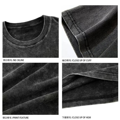 Washed Vintage Street Hip Hop Retro Punk T Shirt Women Casual Cotton Short Sleeve Tee