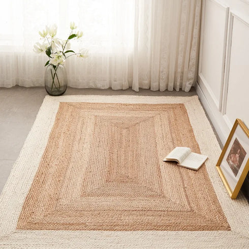 Hand-Woven Jute Carpet for Living Room Multi-Scene Use Double-Sided Entrance Mat