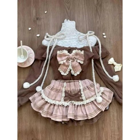 Fashion Vintage Y2K 3 Piece Set Summer Striped Shirt Slim Vest Lace Mini Skirt Women's Chic Outfit