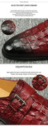 Luxury Crocodile Pattern Formal Leather Shoes for Men Monk Strap Oxford Style Loafers