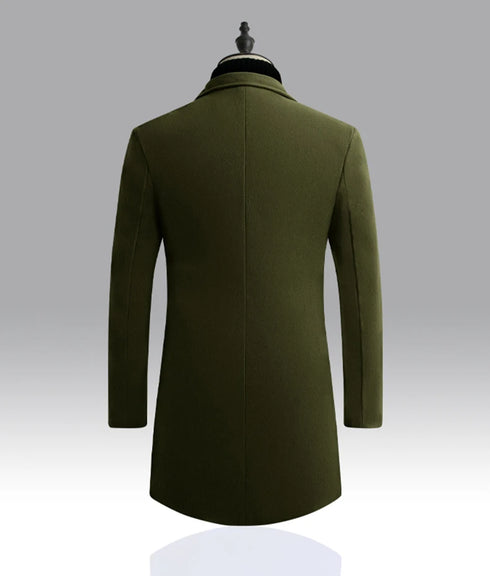 Men's Slim Fit Trench Coat for Fall and Winter - Stylish Woolen Blended Outwear for Business Casual and Travel