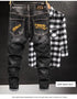 Luxury Streetwear Slim Fit Denim Jeans with 3D Embroidery Design for Casual Spring and Autumn Fashion - Perfect for Medium Wash Jeans Outfit and Punk Style