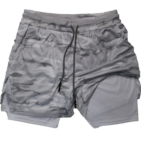 Men's Gym Shorts Camo 2 in 1 Performance Fitness Shorts Summer