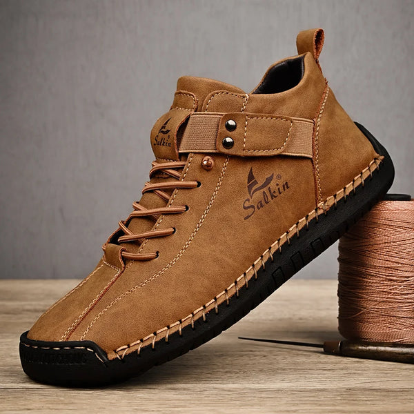 Handcrafted Men's Ankle Boots - Casual Leather Sneakers for Outdoor Adventures