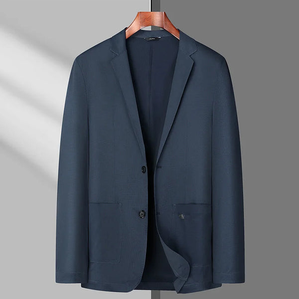 Lightweight Men's Blazer for Summer: Ice Silk Breathable Stretch Casual Suit for Plus Sizes 6XL to 8XL, Perfect for Business and Smart Casual Wear